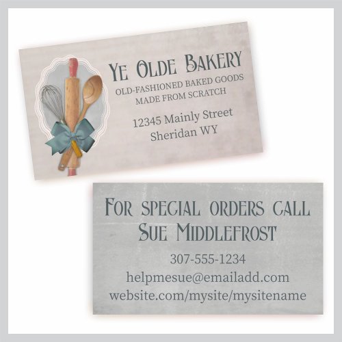 shabby chic cooking baking utensils business card