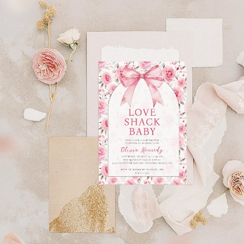 Shabby Chic Coquette Pink Love Shack Baby Shower  Invitation