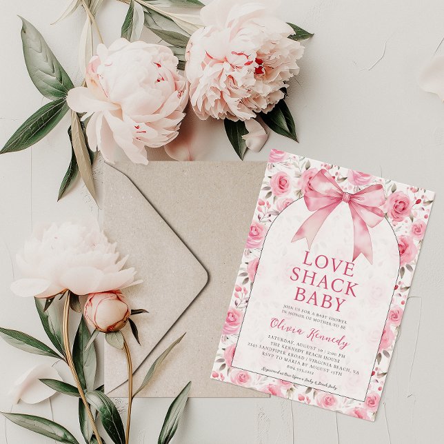 Shabby Chic Coquette Pink Love Shack Baby Shower  Invitation (Love Shack Baby Shower Invitation)