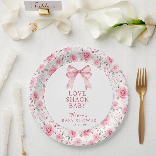 Shabby Chic Coquette Pink Love Shack Baby Shower  Paper Plates (Wedding)