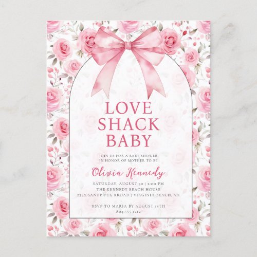 Shabby Chic Coquette Pink Love Shack Baby Shower  Postcard