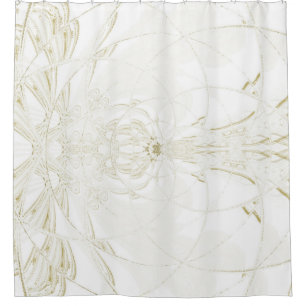 Shabby Chic Cottage Neutral Scrollwork Print Patte Shower Curtain