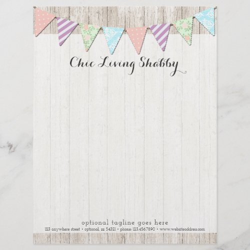 Shabby Chic Country Bunting on Rustic Painted Wood Letterhead