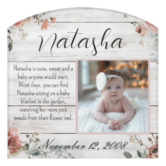 Shabby Chic Country Watercolour Flowers Baby Birth Door Sign