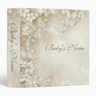 Shabby Chic Cream Floral Baby Photos 3 Ring Binder