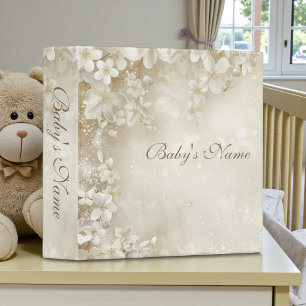 Shabby Chic Cream Floral Baby Photos 3 Ring Binder