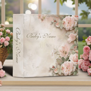 Shabby Chic Cream & Pink Floral Baby Photos 3 Ring Binder