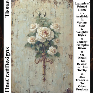 Shabby Chic Cream & White Roses CW3 Decoupage Tissue Paper