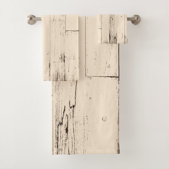 Shabby Chic Cream Wood Rustic Farmhouse Barn Bath Towel Set (Insitu)