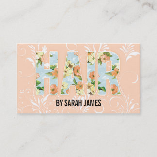 shabby chic cute floral hair stylist pink girly business card
