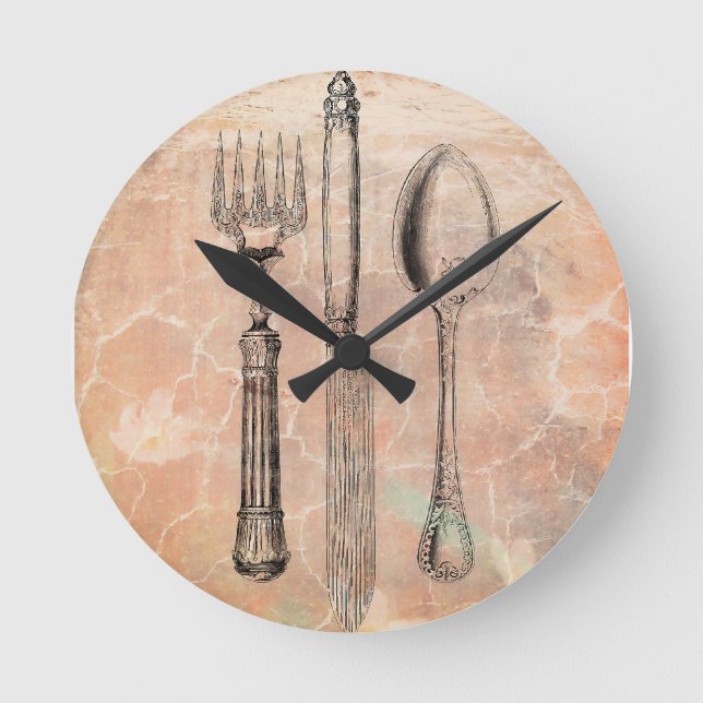 shabby chic cutlery round clock (Front)