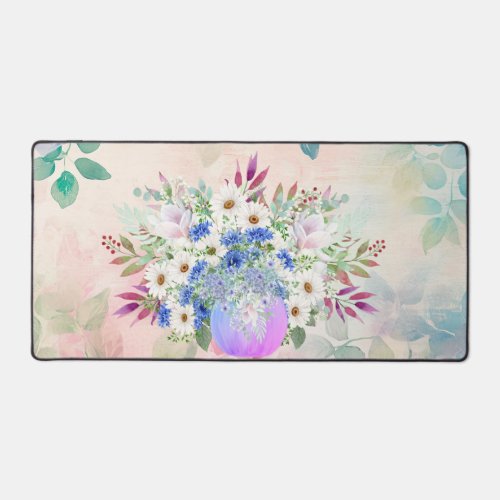 Shabby Chic Daisies in a Glass Vase Desk Mat