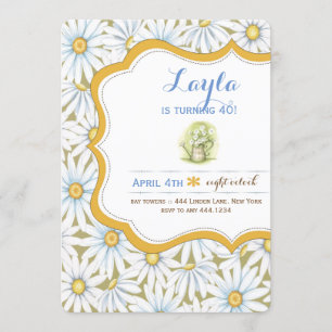 Shabby Chic Daisy Floral Birthday Party Invitation
