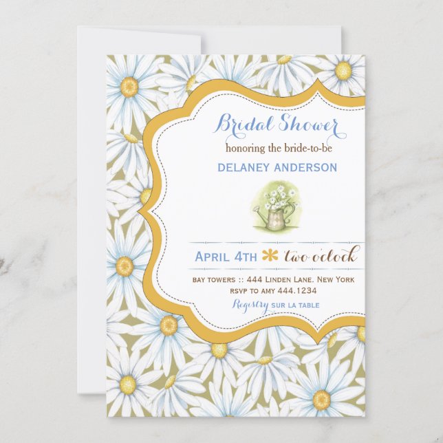 Shabby Chic Daisy Floral Bridal Shower Invitation (Front)