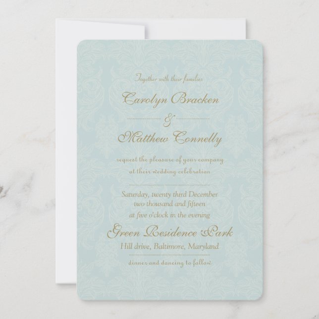 Shabby Chic Damask Vintage Wedding Invite (Front)