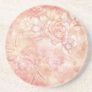 Shabby Chic Decor Pink & Peach Floral Decoupage Coaster