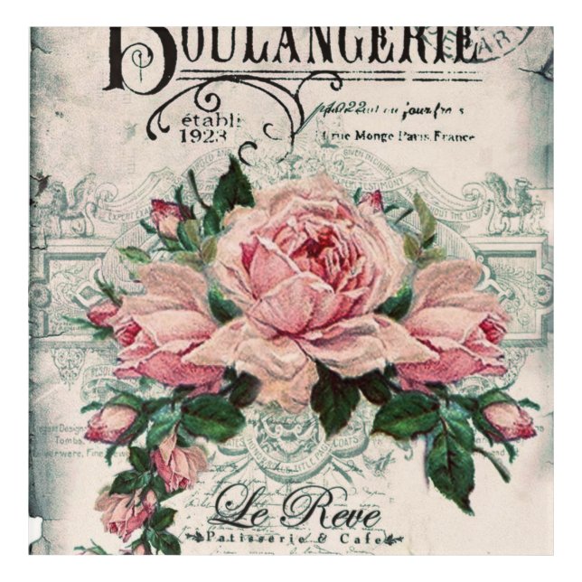 shabby chic, decoupage, victorian, french chic, pa acrylic print (Front)