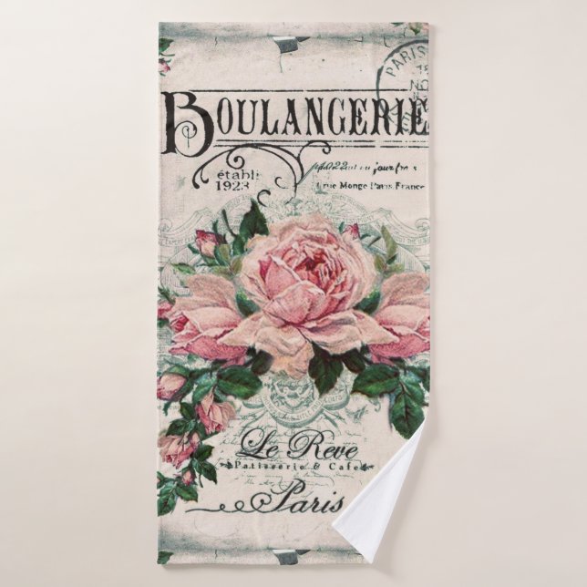 shabby chic, decoupage, victorian, french chic, pa bath towel (Bath Towel)