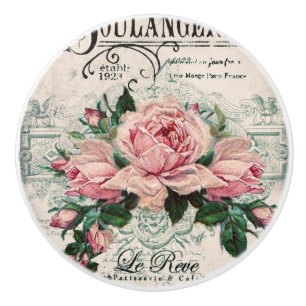 shabby chic, decoupage, victorian, french chic, pa ceramic knob