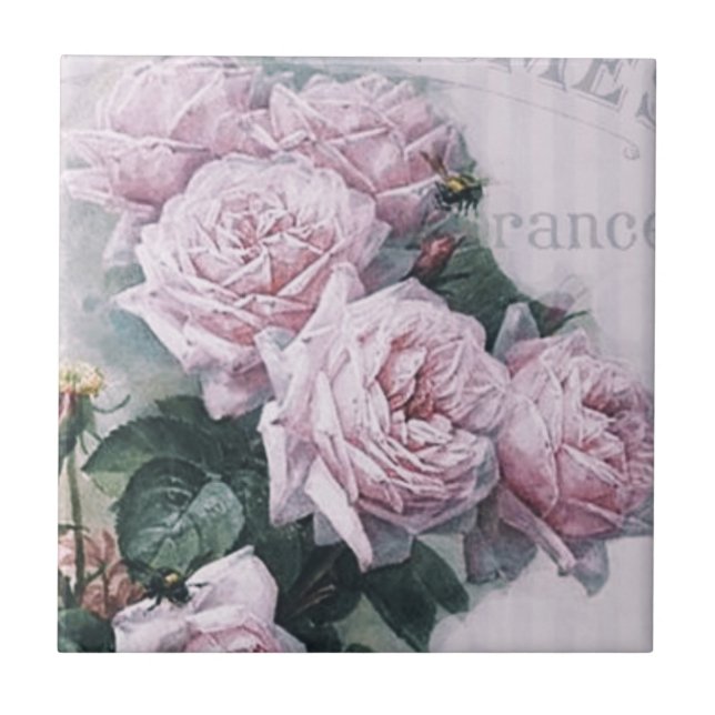 shabby chic, decoupage, victorian, french chic, pa ceramic tile (Front)