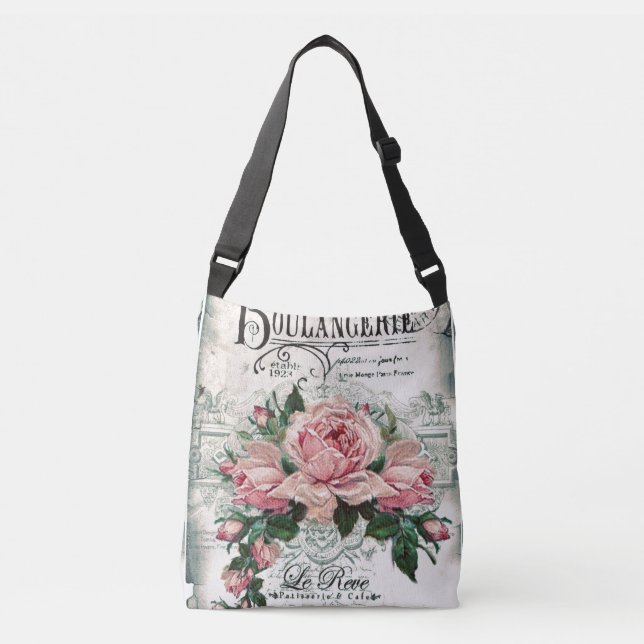 shabby chic, decoupage, victorian, french chic, pa crossbody bag (Front)