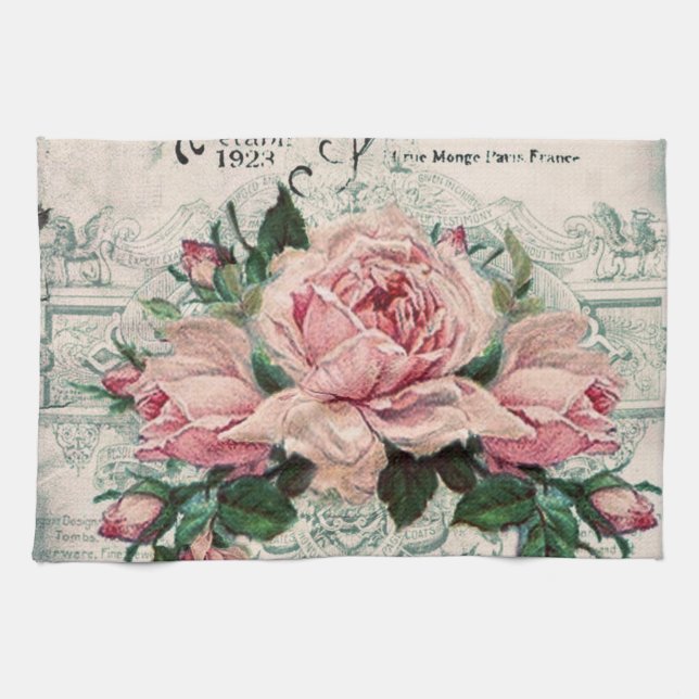 shabby chic, decoupage, victorian, french chic, pa kitchen towel (Horizontal)