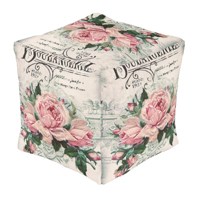 shabby chic, decoupage, victorian, french chic, pa pouf (Angled Back)