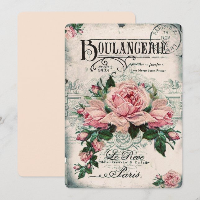 shabby chic, decoupage, victorian, french chic, pa save the date (Front/Back)