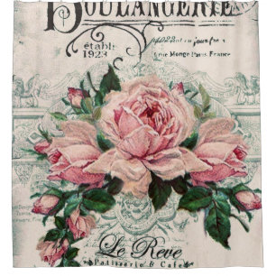 shabby chic, decoupage, victorian, french chic, pa shower curtain
