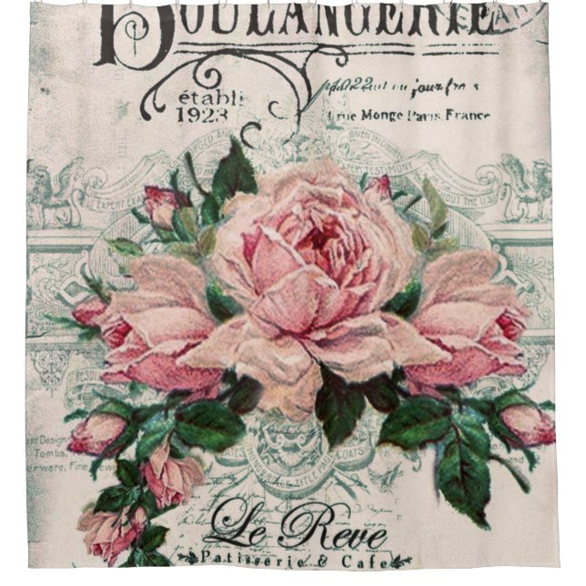 shabby chic, decoupage, victorian, french chic, pa shower curtain (Front)
