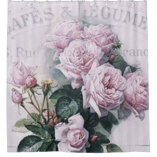 shabby chic, decoupage, victorian, french chic, pa shower curtain