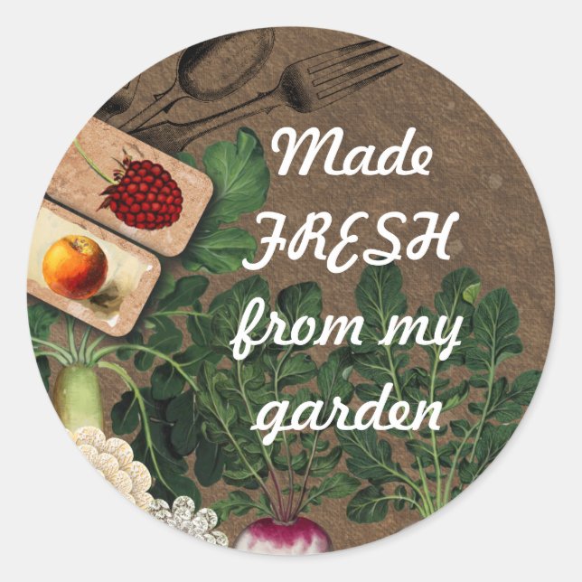 Shabby chic edible garden food gift tag stickers (Front)