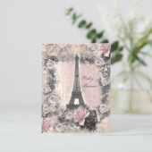 Shabby Chic Eiffel Tower & Roses Baby Shower Invitation (Standing Front)