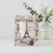 Shabby Chic Eiffel Tower & Roses Bridal Shower Invitation (Standing Front)