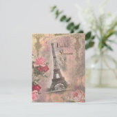 Shabby Chic Eiffel Tower & Roses Bridal Shower Invitation (Standing Front)