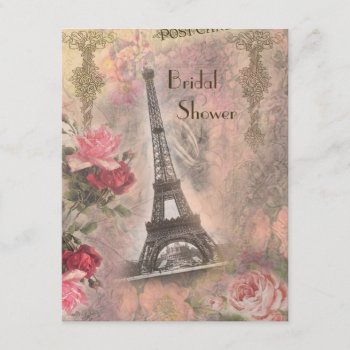 Shabby Chic Eiffel Tower & Roses Bridal Shower Invitation by AJ_Graphics at Zazzle