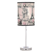Shabby Chic Eiffel Tower & Roses in Pink & Black Table Lamp (Back)