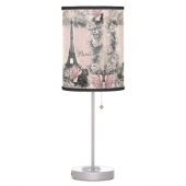 Shabby Chic Eiffel Tower & Roses in Pink & Black Table Lamp (Left)