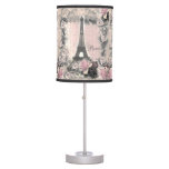 Shabby Chic Eiffel Tower &amp; Roses In Pink &amp; Black Table Lamp at Zazzle