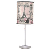 Shabby Chic Eiffel Tower & Roses in Pink & Black Table Lamp (Front)
