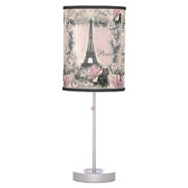 Shabby Chic Eiffel Tower & Roses in Pink & Black Table Lamp Shabby Chic Eiffel Tower & Roses in Pink & Black Table Lamp