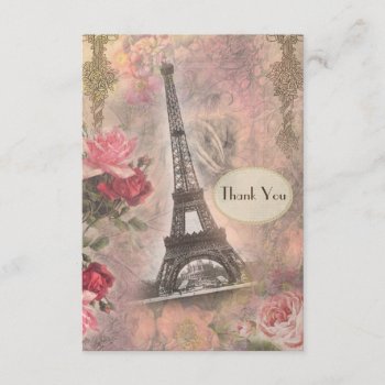 Shabby Chic Eiffel Tower & Roses Wedding Thank You by AJ_Graphics at Zazzle