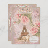 Shabby Chic Eiffel Tower Wedding Invitation (Front/Back)