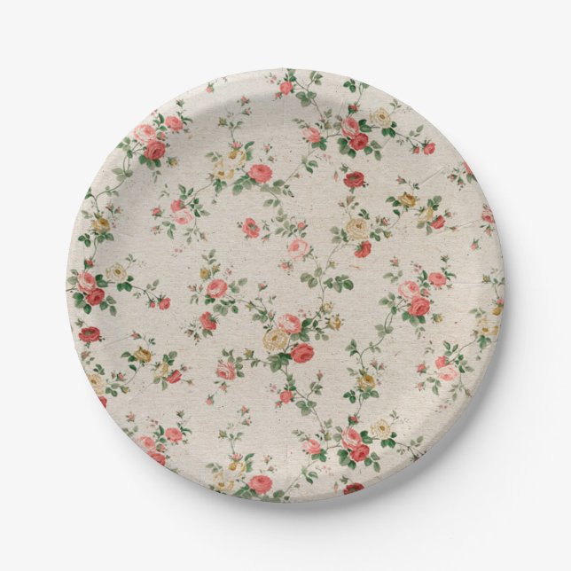 Shabby Chic Elegant Flower Floral Paper Plates (Front)