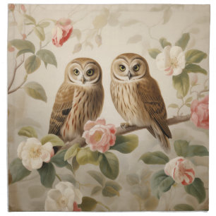 Shabby Chic Elegant Owls Cloth Napkin