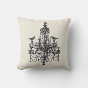 Shabby Chic Faux linen Elegant chandelier Throw Pillow