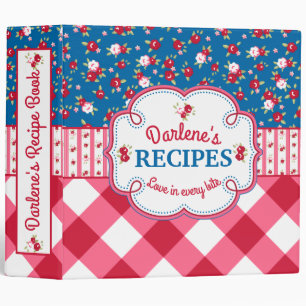 Shabby Chic Floral and Plaid Recipe Book Binder