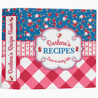 Shabby Chic Floral and Plaid Recipe Book Binder