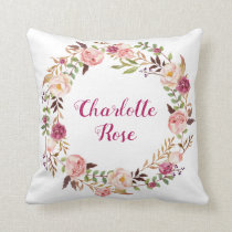 Shabby Chic Floral Baby Girl Nursery Decor Roses Throw Pillow