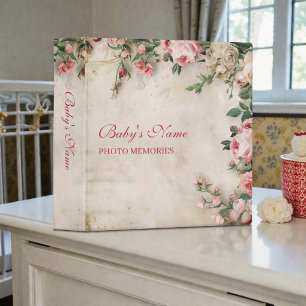 Shabby Chic Floral Baby Photo Album 3 Ring Binder